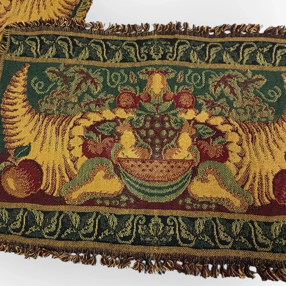 Elegant tapestry‎ Thanksgiving cornucopia Dining Table Placemats Green gold red